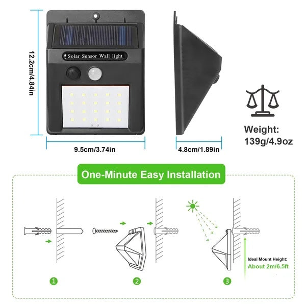Solar Light 20 Leds Outdoor PIR Motion Sensor Lights