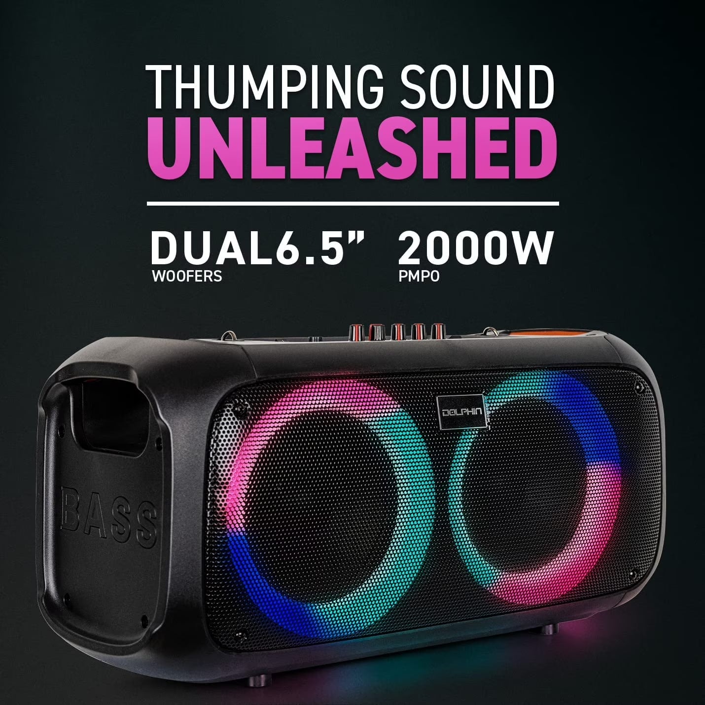 SP-2600RBT Boombox Speaker with Mic Input & Sound-Activated Light, Bluetooth & USB, Play Music Anywhere