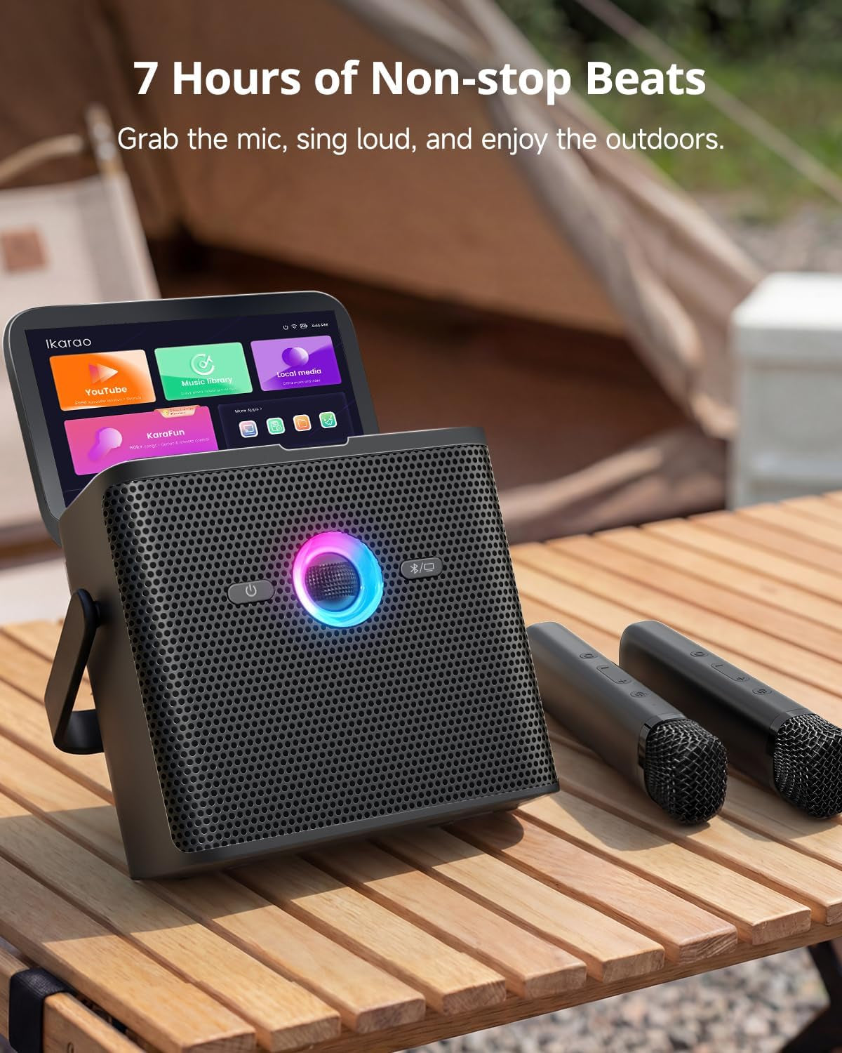 Karaoke Machine for Adults, with Lyrics Display Screen, 32GB Karaoke Tablet, 2 Wireless Microphones, Karaoke Speaker with Autotune EQ, Connect TV, Portable Karaoke System for Home Outdoor Party