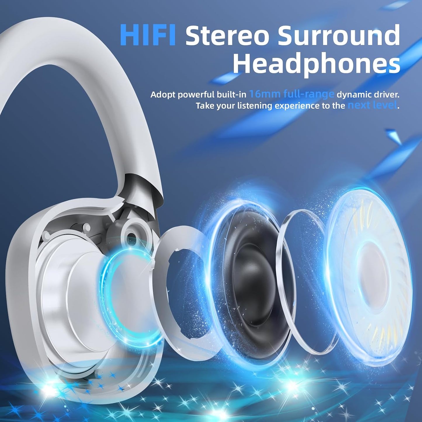 Open Ear Headphones, Air Conduction Headphones Bluetooth 5.4, Wireless Headphones with LED Beacon String, 10H Playtime, Sports Headphone for Running & Outdoor