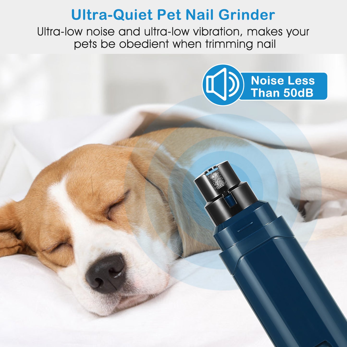 1Pc Dog Nail Grinder 2 Speeds Quiet USB Rechargeable Pet Nail Grinder Professional Pet Nail Trimmer Cordless Paws Grooming & Smoothing Claw Care for Small Medium Large Dogs & Cats