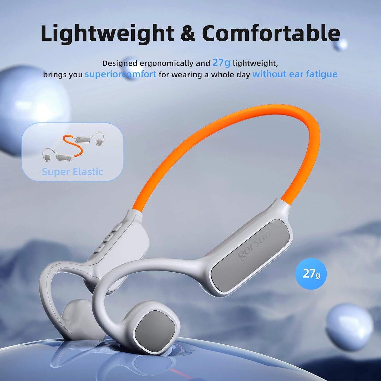Open Ear Headphones, Air Conduction Headphones Bluetooth 5.4, Wireless Headphones with LED Beacon String, 10H Playtime, Sports Headphone for Running & Outdoor