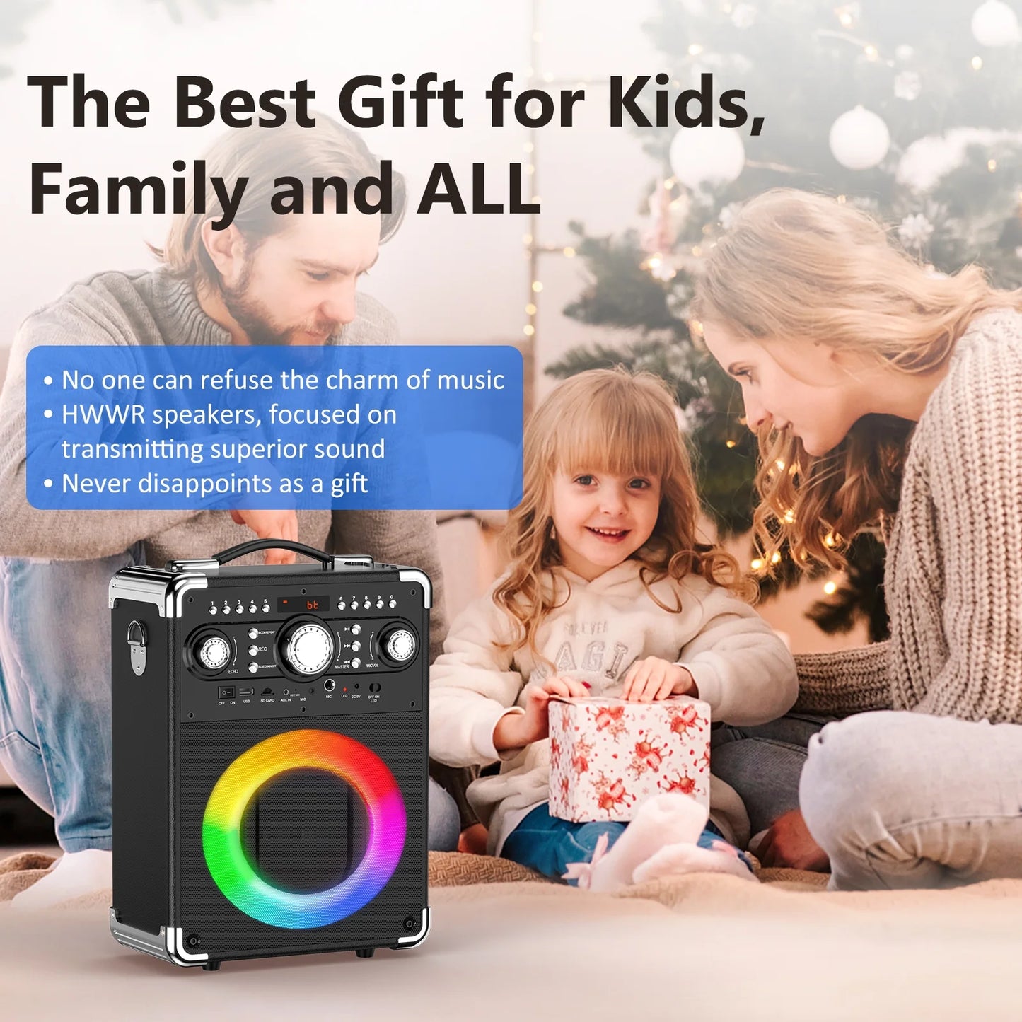 Karaoke Machine, Bluetooth Speaker with Microphone and Light, 3 Wireless Karaoke Microphone, Home Karaoke System, S8-T