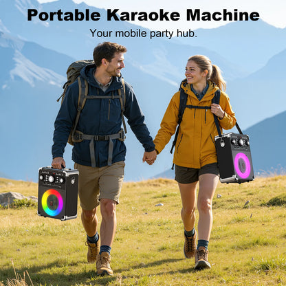 Karaoke Machine, Bluetooth Speaker with Microphone and Light, 3 Wireless Karaoke Microphone, Home Karaoke System, S8-T