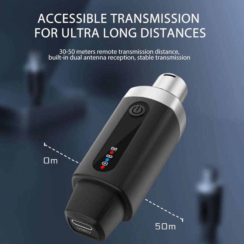2.4G XLR Wireless Microphone System Transmitter and Receiver Suitable for Dynamic Microphones and 5V Condenser Microphones(M-04)
