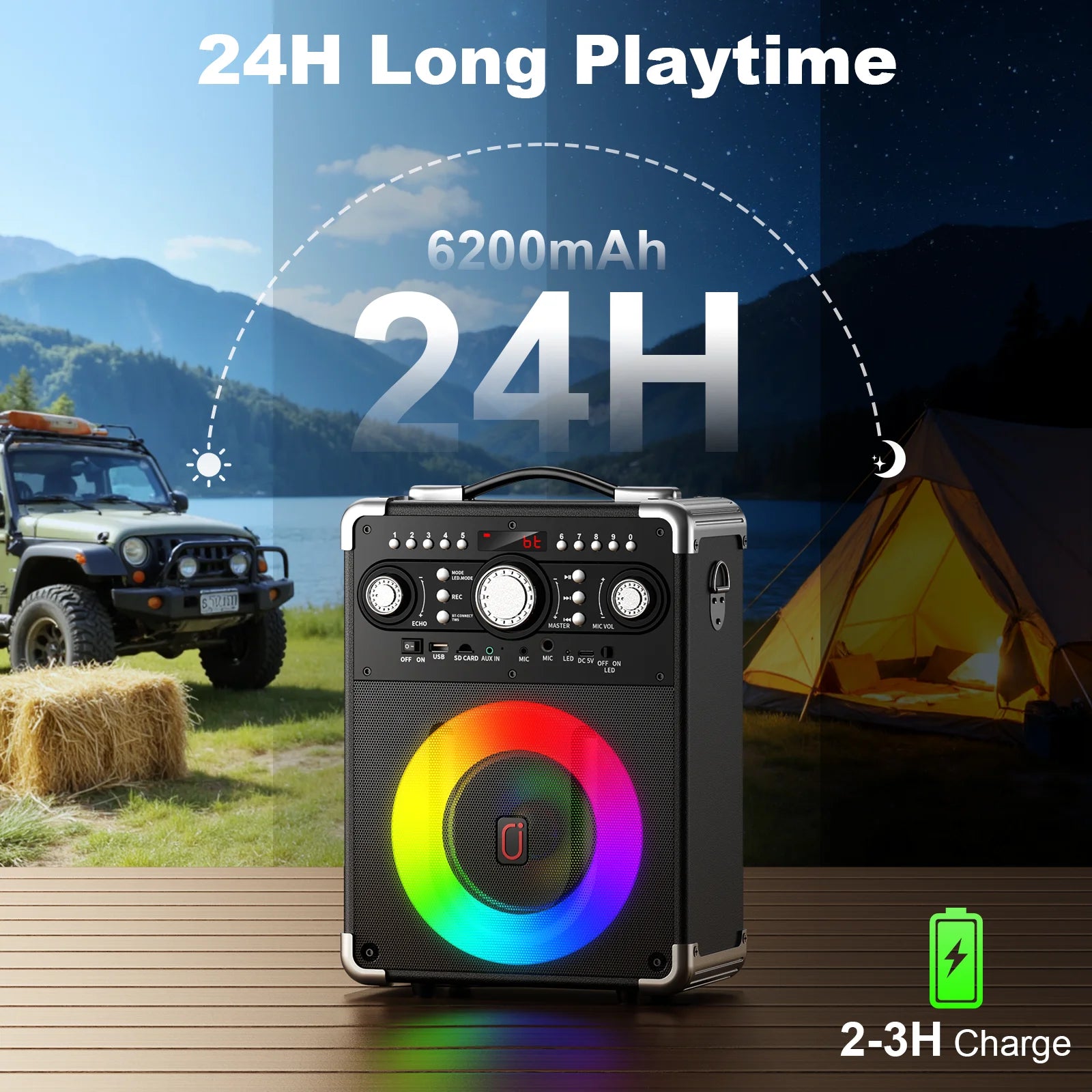 Karaoke Machine, Bluetooth Speaker with Microphone and Light, 3 Wireless Karaoke Microphone, Home Karaoke System, S8-T