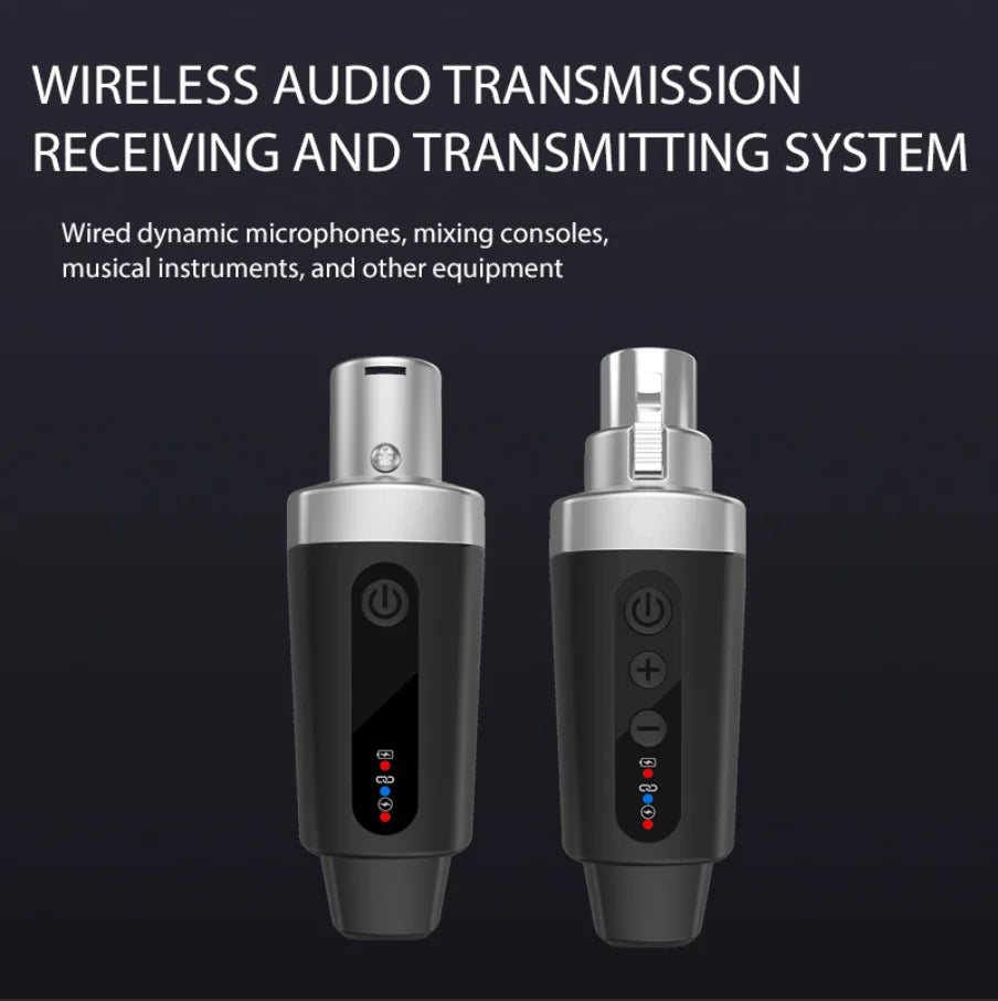 2.4G XLR Wireless Microphone System Transmitter and Receiver Suitable for Dynamic Microphones and 5V Condenser Microphones(M-04)