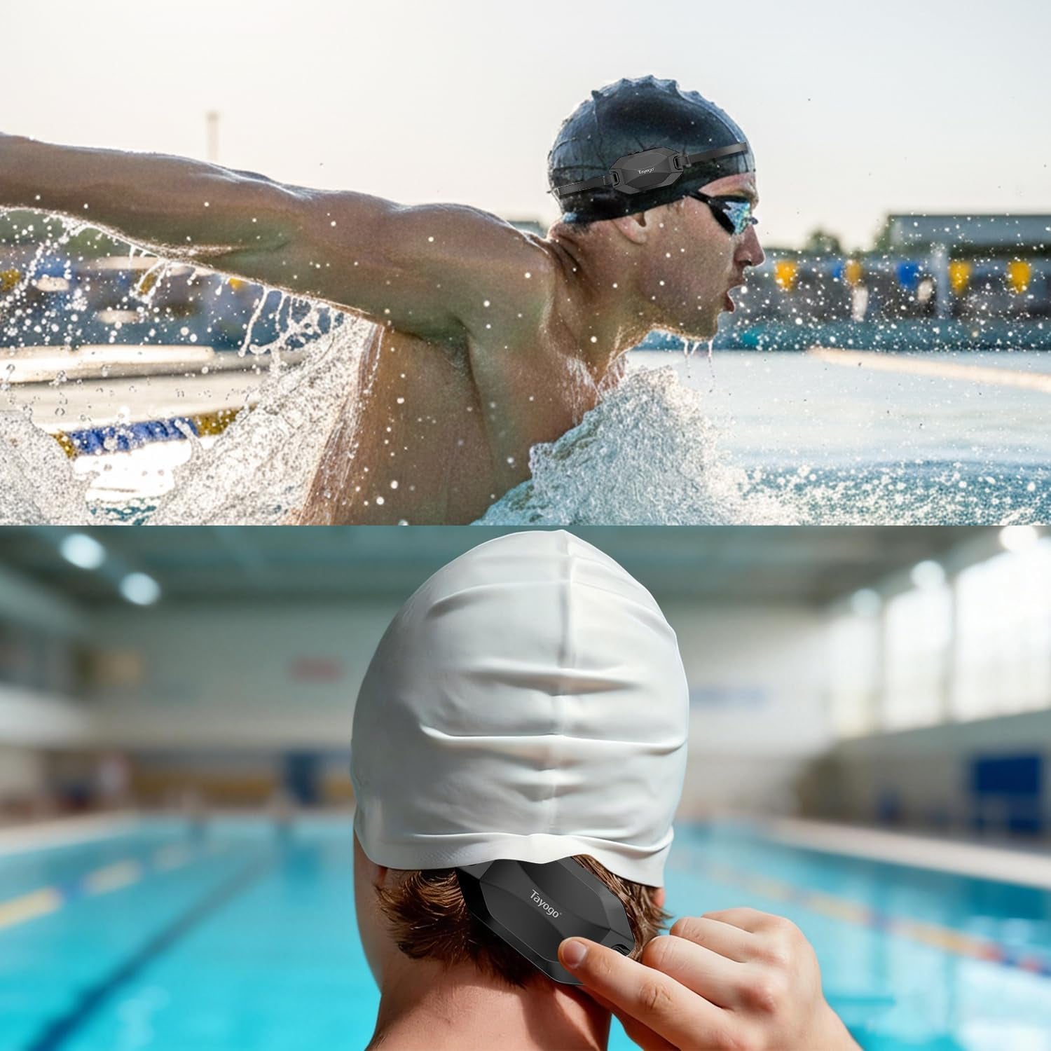Bone Conduction Swimming Headphones, IPX8 Waterproof Open-Ear Headphones | 32GB MP3 Player & Bluetooth 5.4 & FM Radio, Underwater Headphones for Swimming, Compatible with  T6 Transmitter