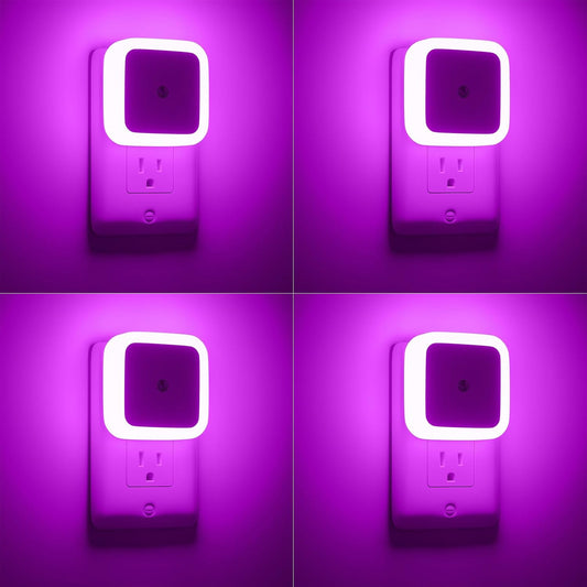 Night Light, Night Lights Plug into Wall 4-Pack, Pink Plug in Night Light, Dusk to Dawn Night Lamp Led Night Lights for Bedroom, Bathroom, Hallway