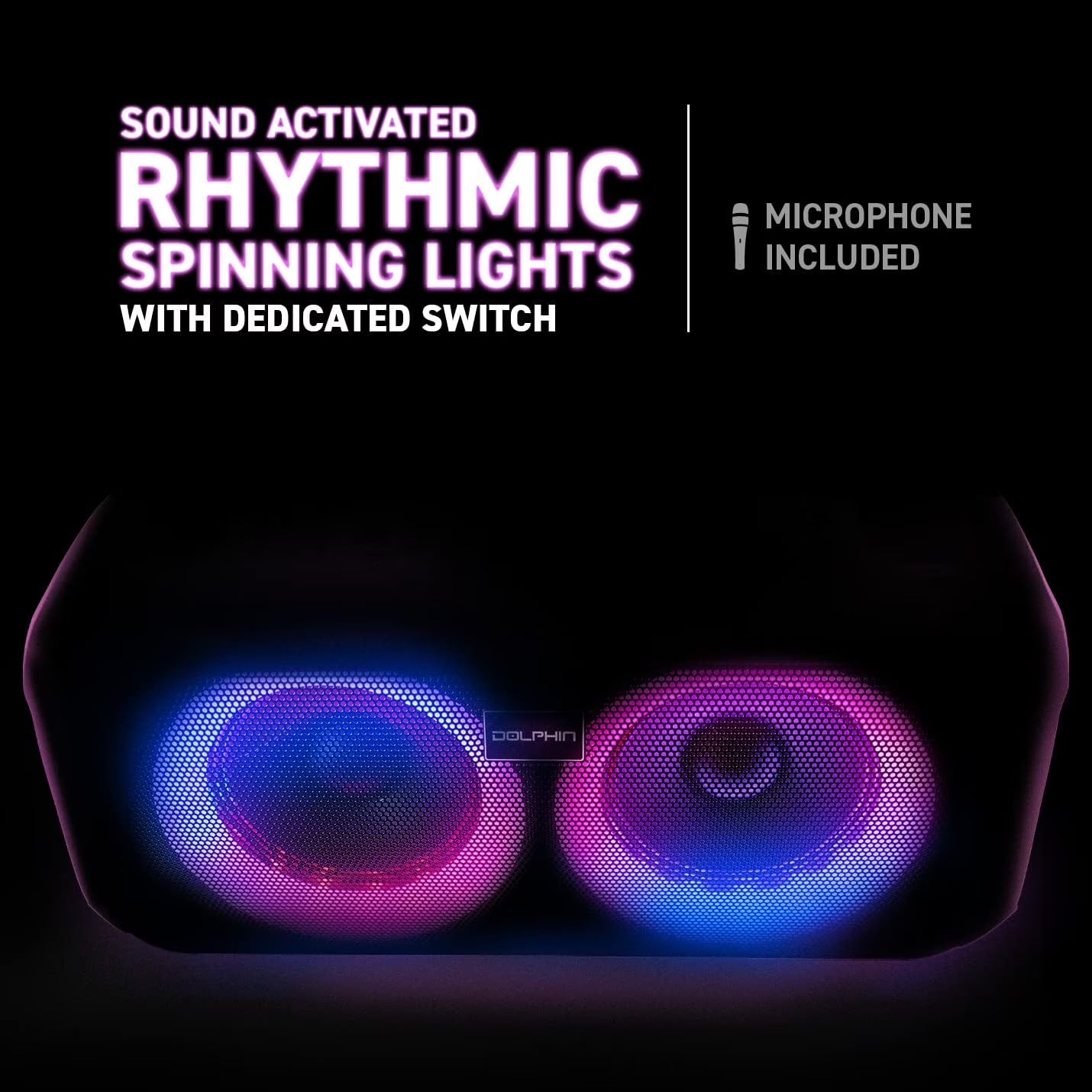 SP-2600RBT Boombox Speaker with Mic Input & Sound-Activated Light, Bluetooth & USB, Play Music Anywhere