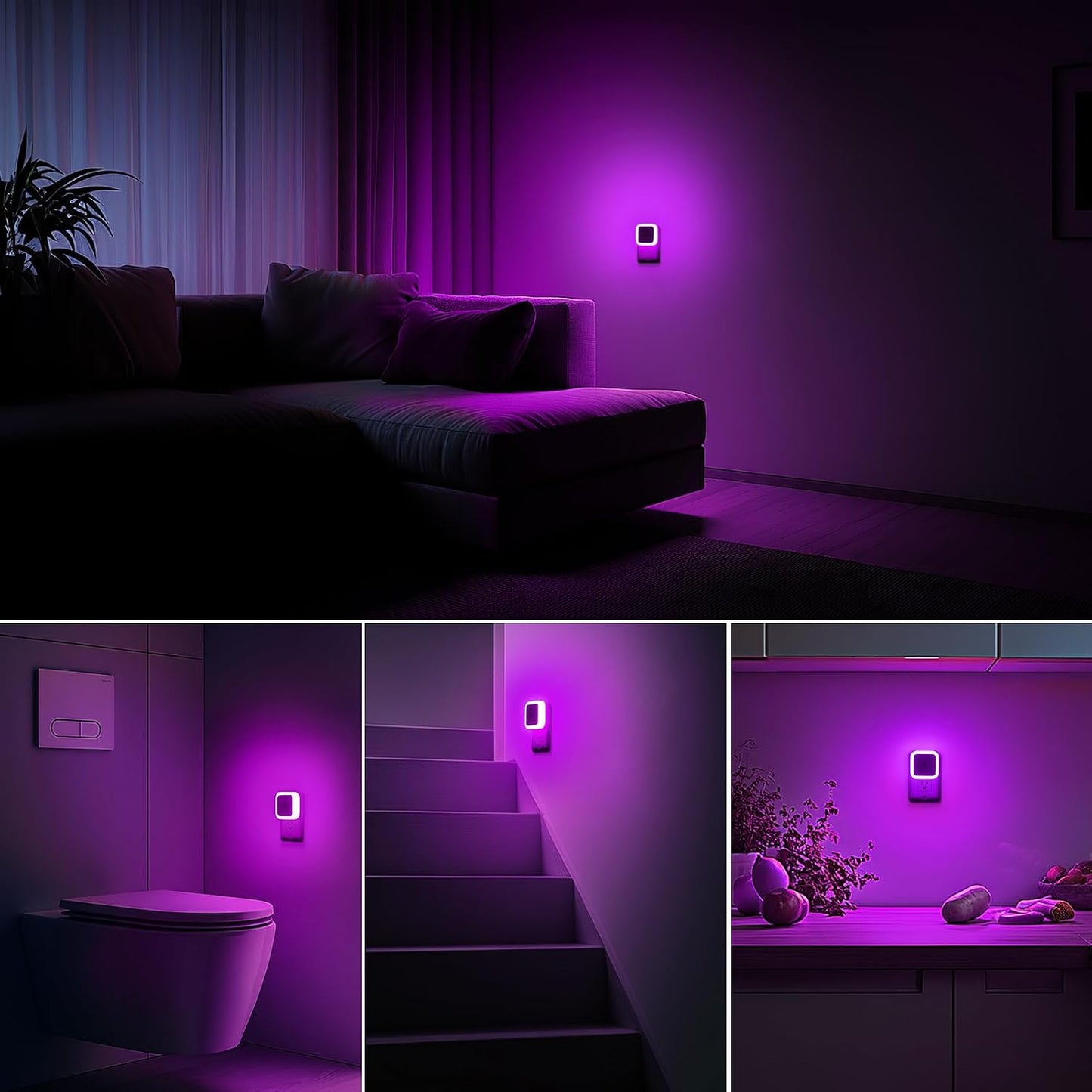 Night Light, Night Lights Plug into Wall 4-Pack, Pink Plug in Night Light, Dusk to Dawn Night Lamp Led Night Lights for Bedroom, Bathroom, Hallway