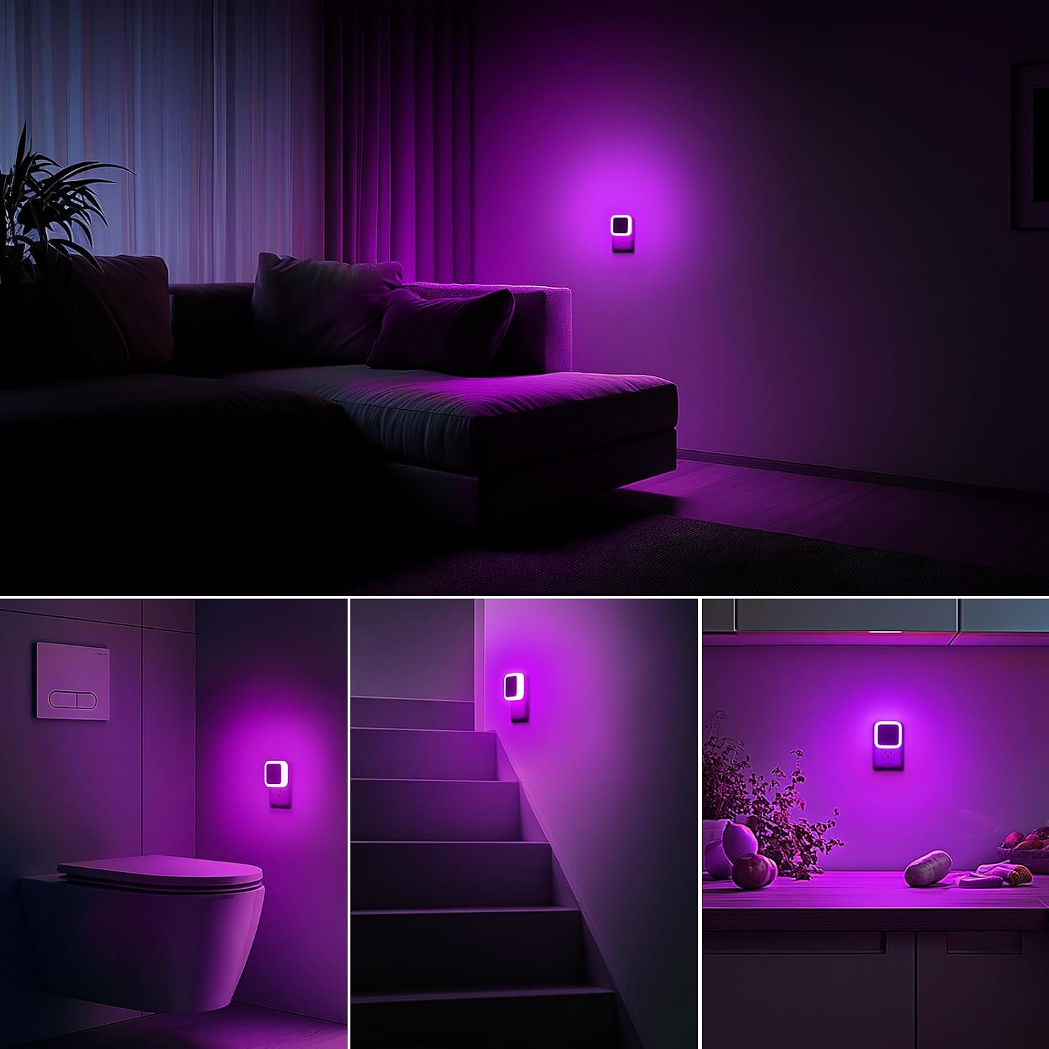 Night Light, Night Lights Plug into Wall 4-Pack, Pink Plug in Night Light, Dusk to Dawn Night Lamp Led Night Lights for Bedroom, Bathroom, Hallway