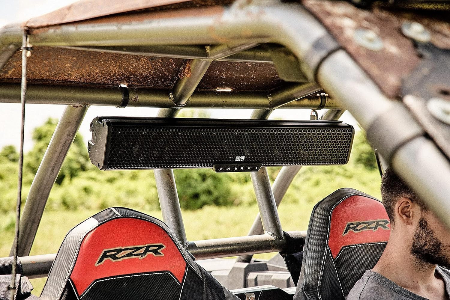 27" Amplified Bluetooth Soundbar Fits 1.5" - 2" Roll Bars | Weatherproof 500W Soundbar for Utv/Atv/Sxs/Golf Cart, 8-Speakers W/ RGB LED Lights, Remote Control & Preset Equalizer