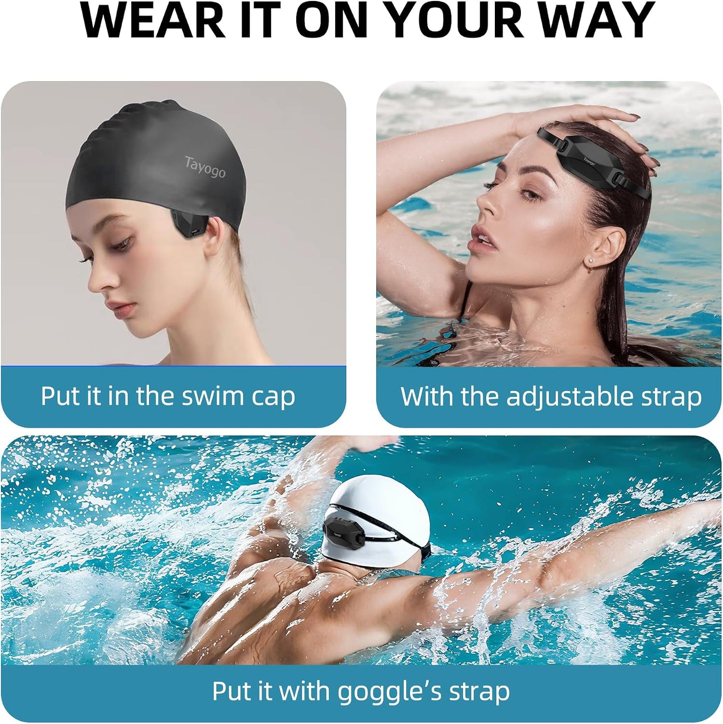 Bone Conduction Swimming Headphones, IPX8 Waterproof Open-Ear Headphones | 32GB MP3 Player & Bluetooth 5.4 & FM Radio, Underwater Headphones for Swimming, Compatible with  T6 Transmitter