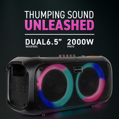 SP-2600RBT Boombox Speaker with Mic Input & Sound-Activated Light, Bluetooth & USB, Play Music Anywhere