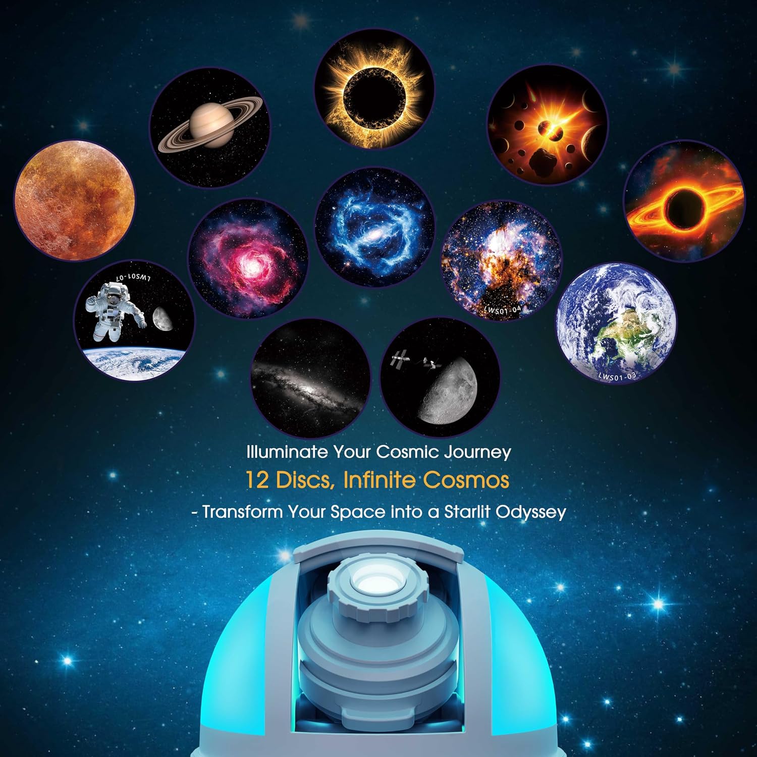 Galaxy Projector Night Light 12 in 1 Star Projector Night Light | Storage Case, Solar System Constellation Moon, LED Space Galaxy Lamp with Timer, for Kids Adults Bedroom Theater