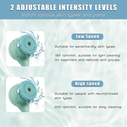 Electric Body Brush Back Scrubber for Shower, Ipx7 Waterproof Back Scrubber for Shower, Auto Spinning Exfoliating Massage Bath Brush Rechargeablerotating Body Brushes with 5 Brush Heads