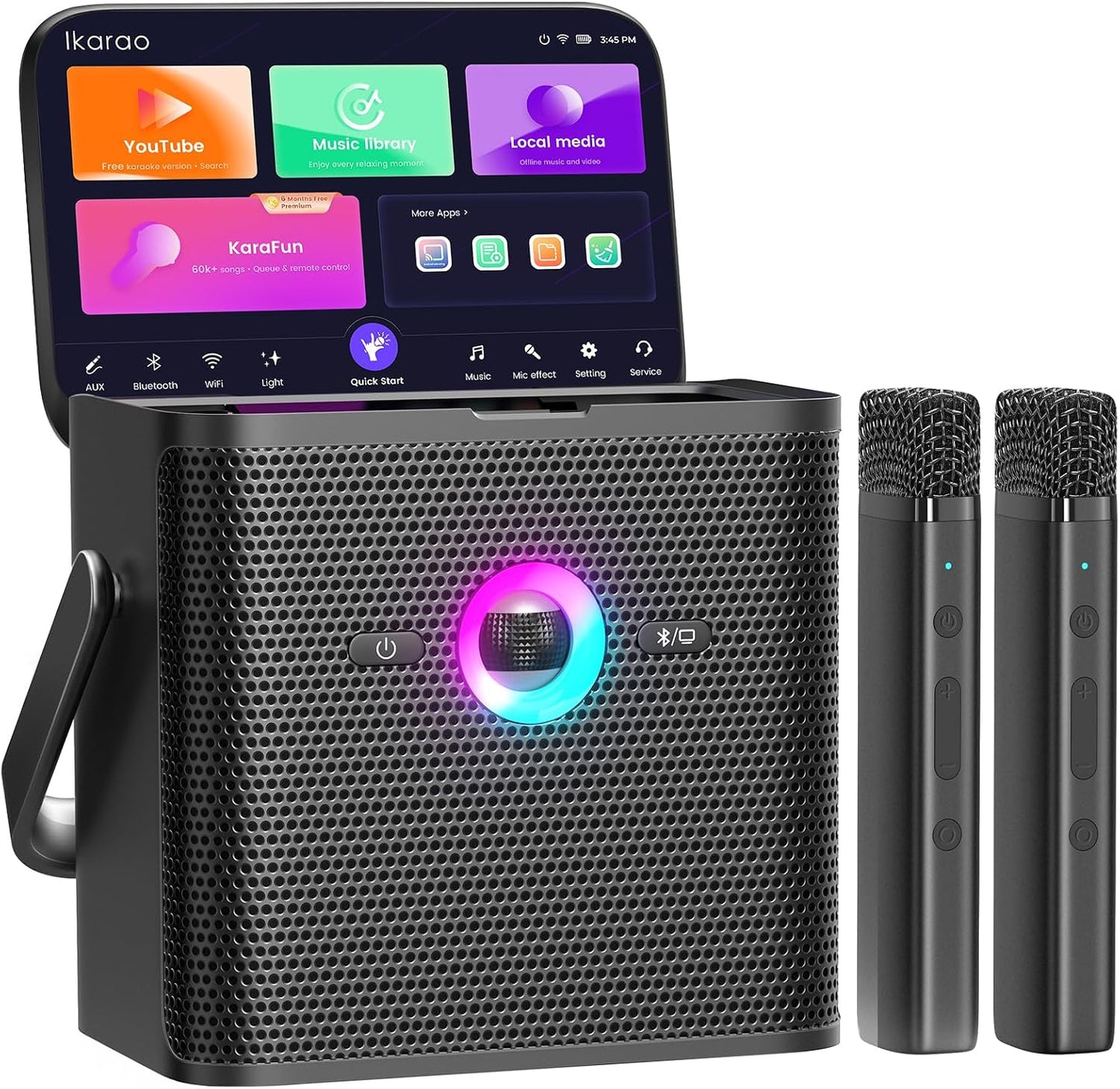 Karaoke Machine for Adults, with Lyrics Display Screen, 32GB Karaoke Tablet, 2 Wireless Microphones, Karaoke Speaker with Autotune EQ, Connect TV, Portable Karaoke System for Home Outdoor Party