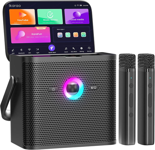 Karaoke Machine for Adults, with Lyrics Display Screen, 32GB Karaoke Tablet, 2 Wireless Microphones, Karaoke Speaker with Autotune EQ, Connect TV, Portable Karaoke System for Home Outdoor Party