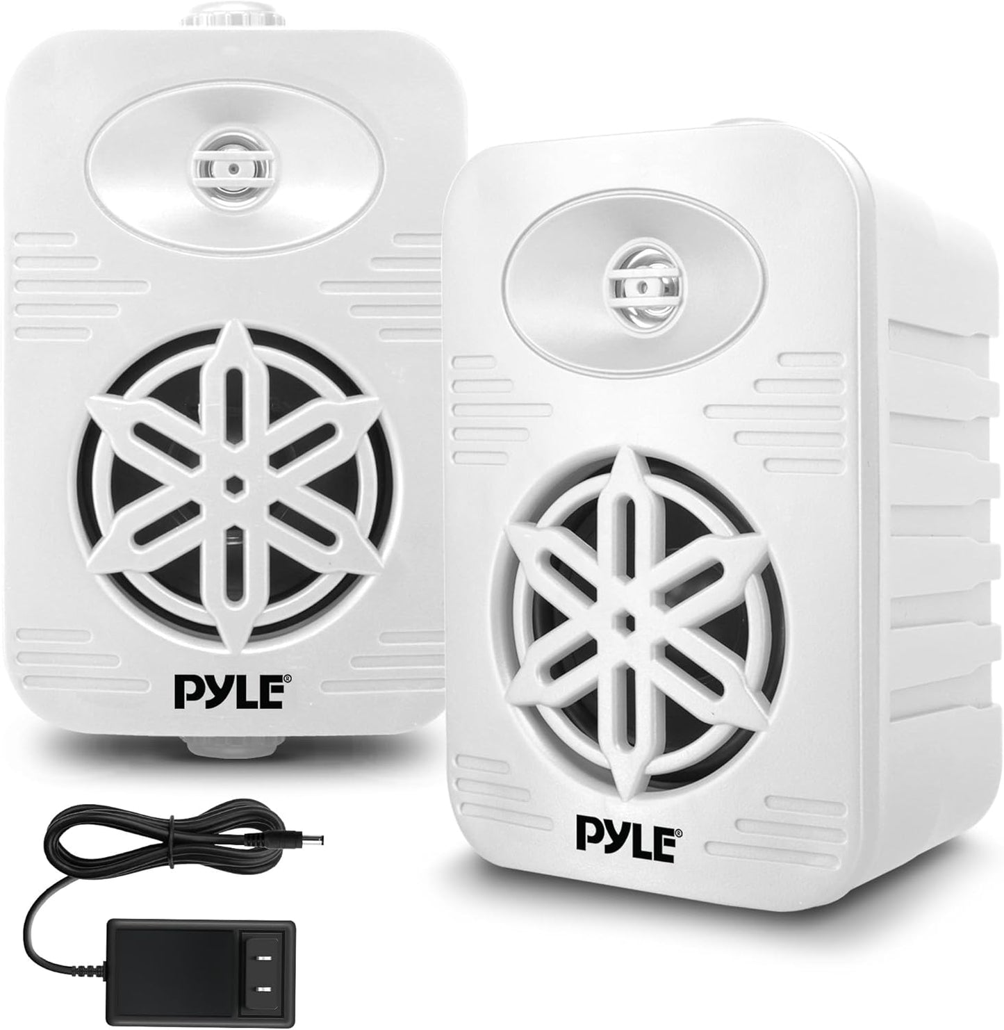 4” Outdoor Speakers, 2-Way Bluetooth Waterproof Speaker System with Polymer Tweeter, Heavy-Duty ABS Build, Bluetooth Speakers with Wireless Streaming for Patio, Pool, Deck, or Boat, White, 2-Pack