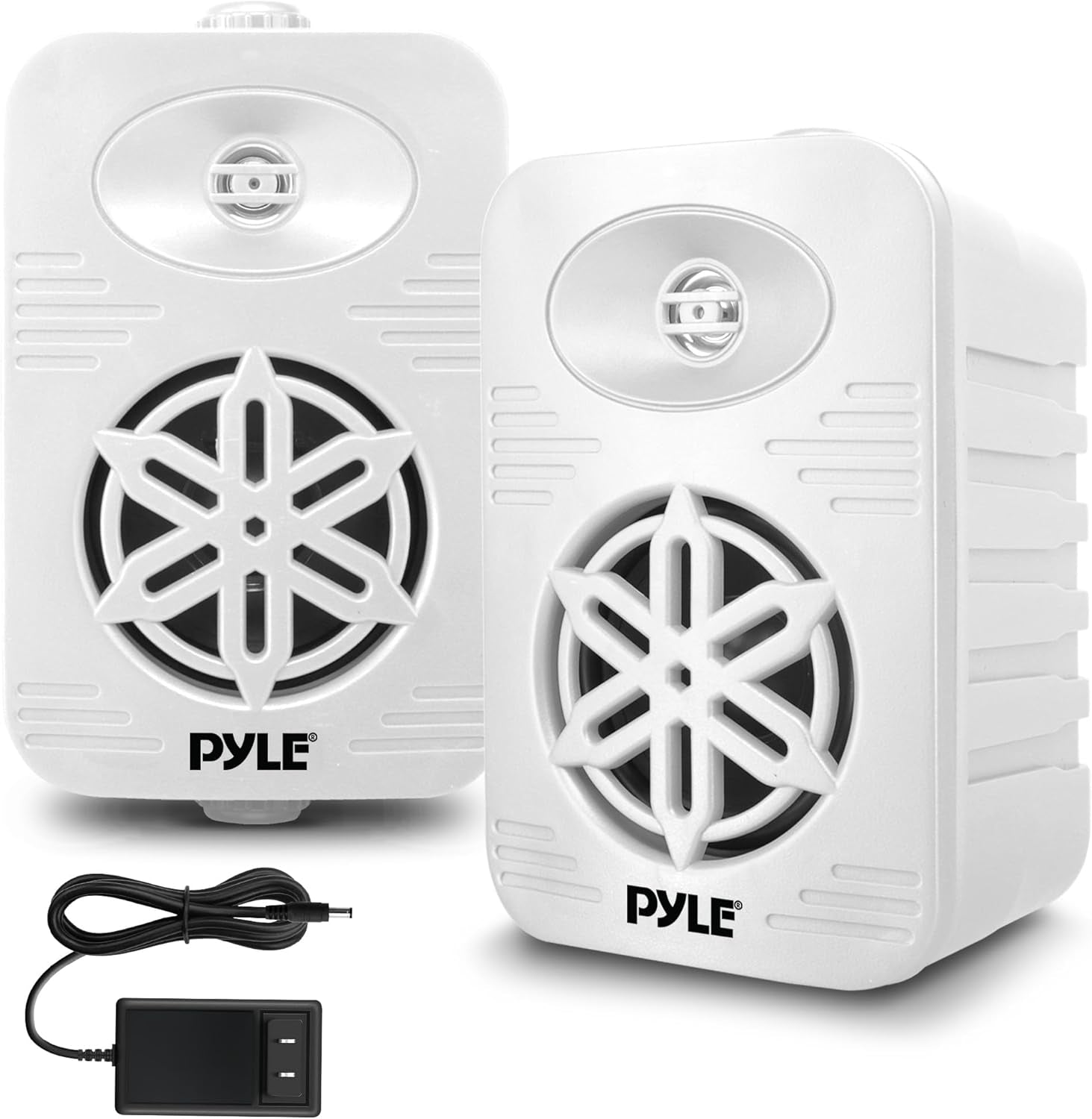 4” Outdoor Speakers, 2-Way Bluetooth Waterproof Speaker System with Polymer Tweeter, Heavy-Duty ABS Build, Bluetooth Speakers with Wireless Streaming for Patio, Pool, Deck, or Boat, White, 2-Pack