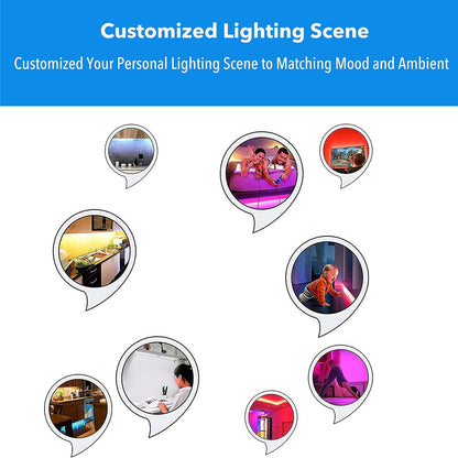 under Cabinet Lights RGB LED Light Bar Plug in for Shelf,Desk,Display Case Cabinets Lights,Color Changing Shelves Strip Lights Works with Alexa,Google,Smart App,Tv,Monitor Backlight,6Pcs