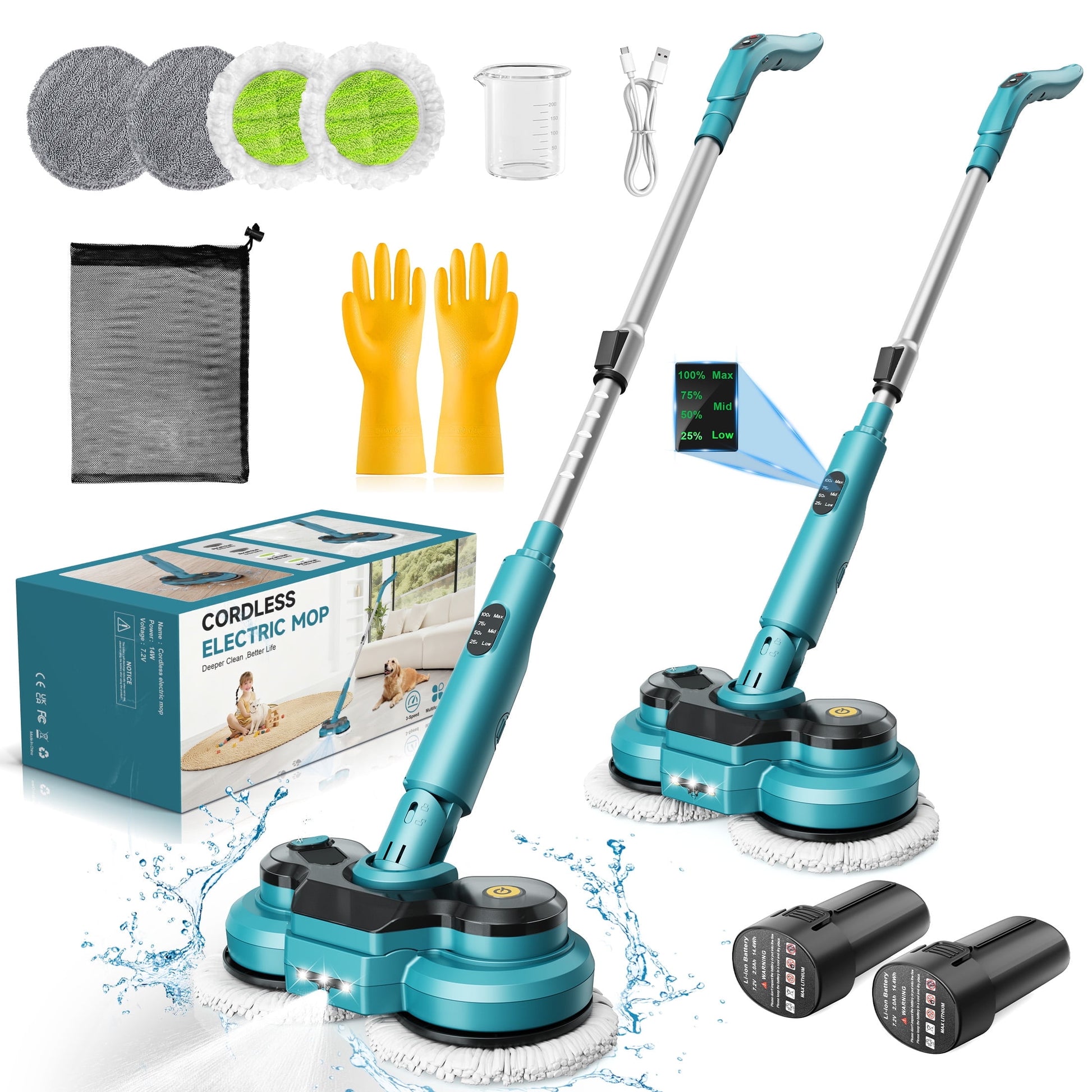 Cordless Electric Mop, Dual-Motor Power Spin Mop for Floor Cleaning with 5000 Mah Battery, Water Spray, LED Headlights & Smart Display, Self-Propelled for Multi-Surface, M1