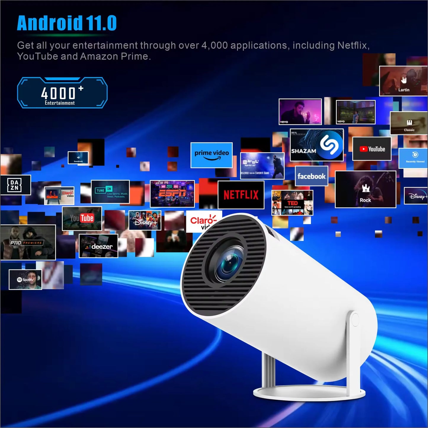 HY300 PK 2026 NEW HY300 PRO Proyector Android 11 HD Video Projecteur Full HD 720P Office Home Smart Portable Mini Projectors