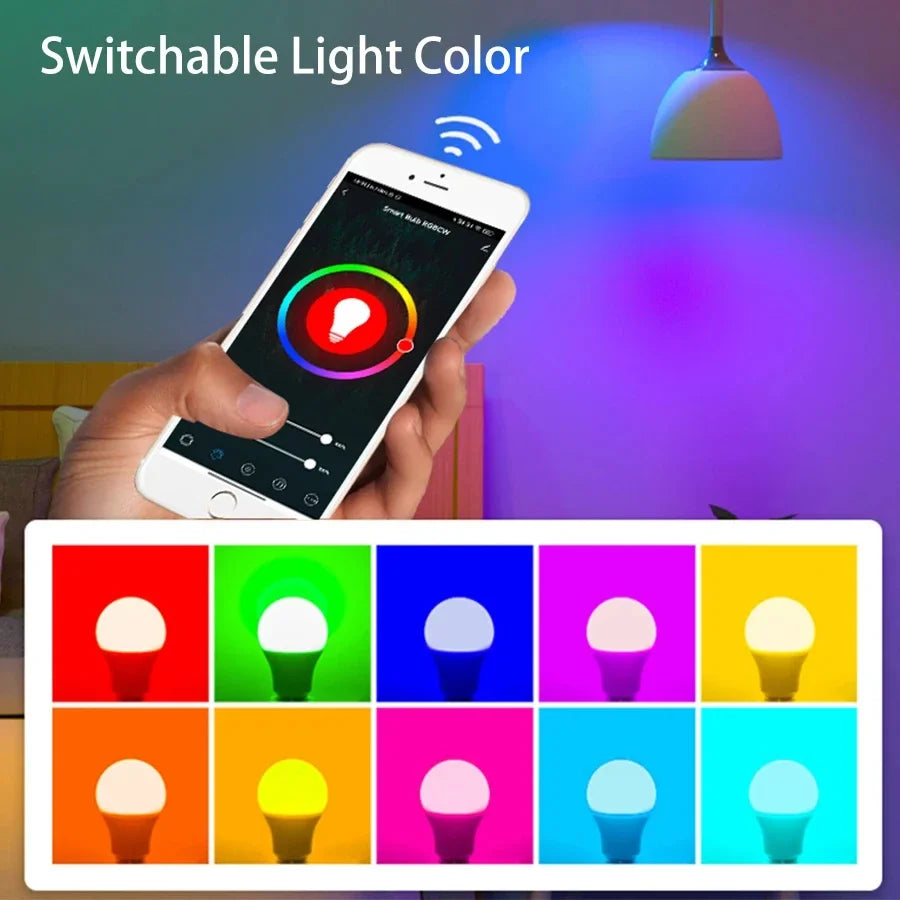 Tuya Smart Led Light Bulbs E27 B22 Wifi Bluetooth Smart Life Alexa Google Smartthings 15W RGB Lamp Spotlight Ampoules Bombilla
