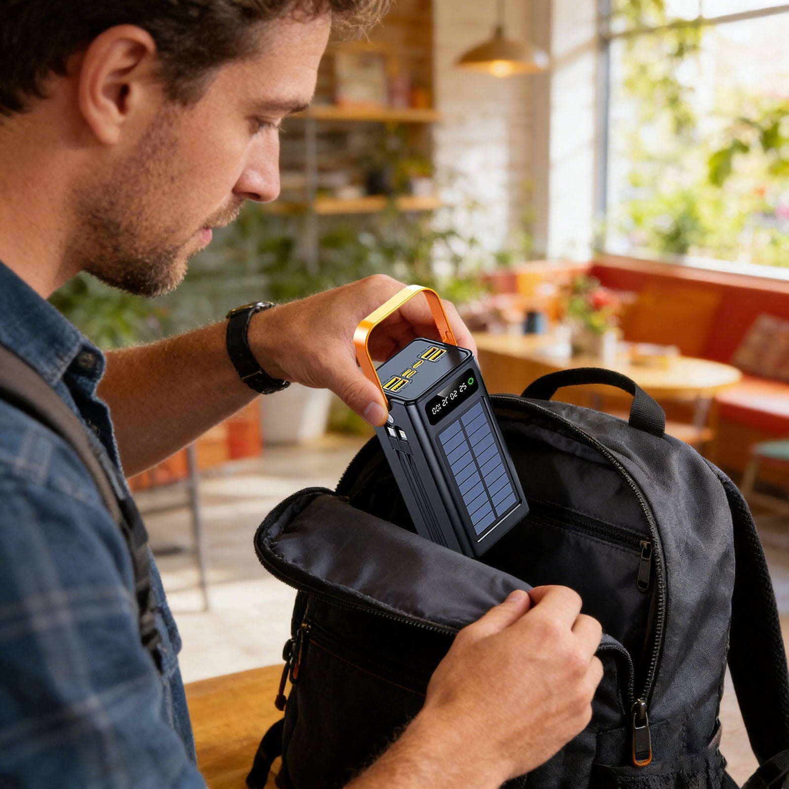 Solar Battery Bank - 120W Power Pack | 50000Mah External Survival Charger with Built in Light, 4 Outputs 3 Inputs for Mobile Devices, Hiking Backpacking Camping Road Trips Fishing Outdoor Adventures
