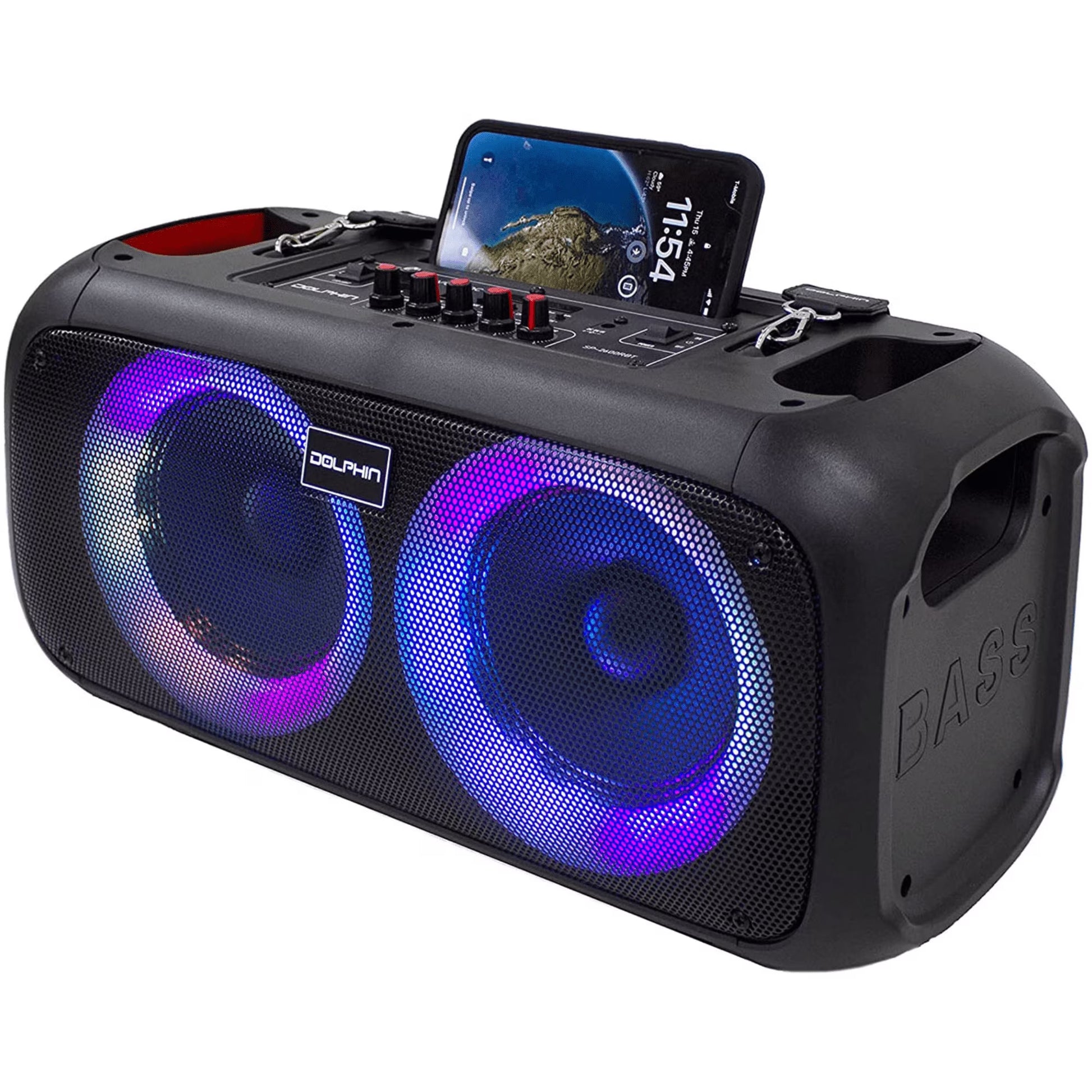 SP-2600RBT Boombox Speaker with Mic Input & Sound-Activated Light, Bluetooth & USB, Play Music Anywhere