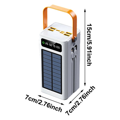 Solar Battery Bank - 120W Power Pack | 50000Mah External Survival Charger with Built in Light, 4 Outputs 3 Inputs for Mobile Devices, Hiking Backpacking Camping Road Trips Fishing Outdoor Adventures