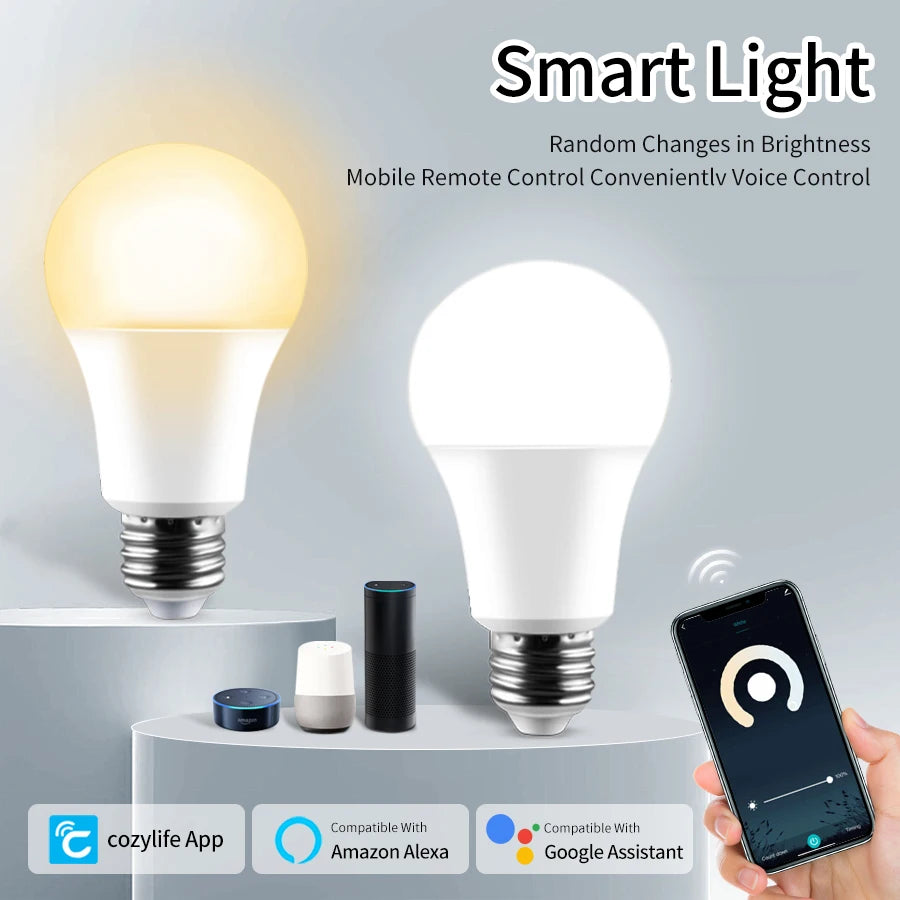 12W 15W 20W Wifi Smart LED Light Bulbs 220V 110V E27 LED Smart Alexa Lamp Cozylife APP Lampada Support Google Home Vioce Control