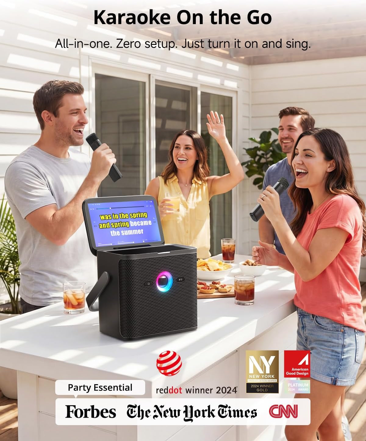 Karaoke Machine for Adults, with Lyrics Display Screen, 32GB Karaoke Tablet, 2 Wireless Microphones, Karaoke Speaker with Autotune EQ, Connect TV, Portable Karaoke System for Home Outdoor Party