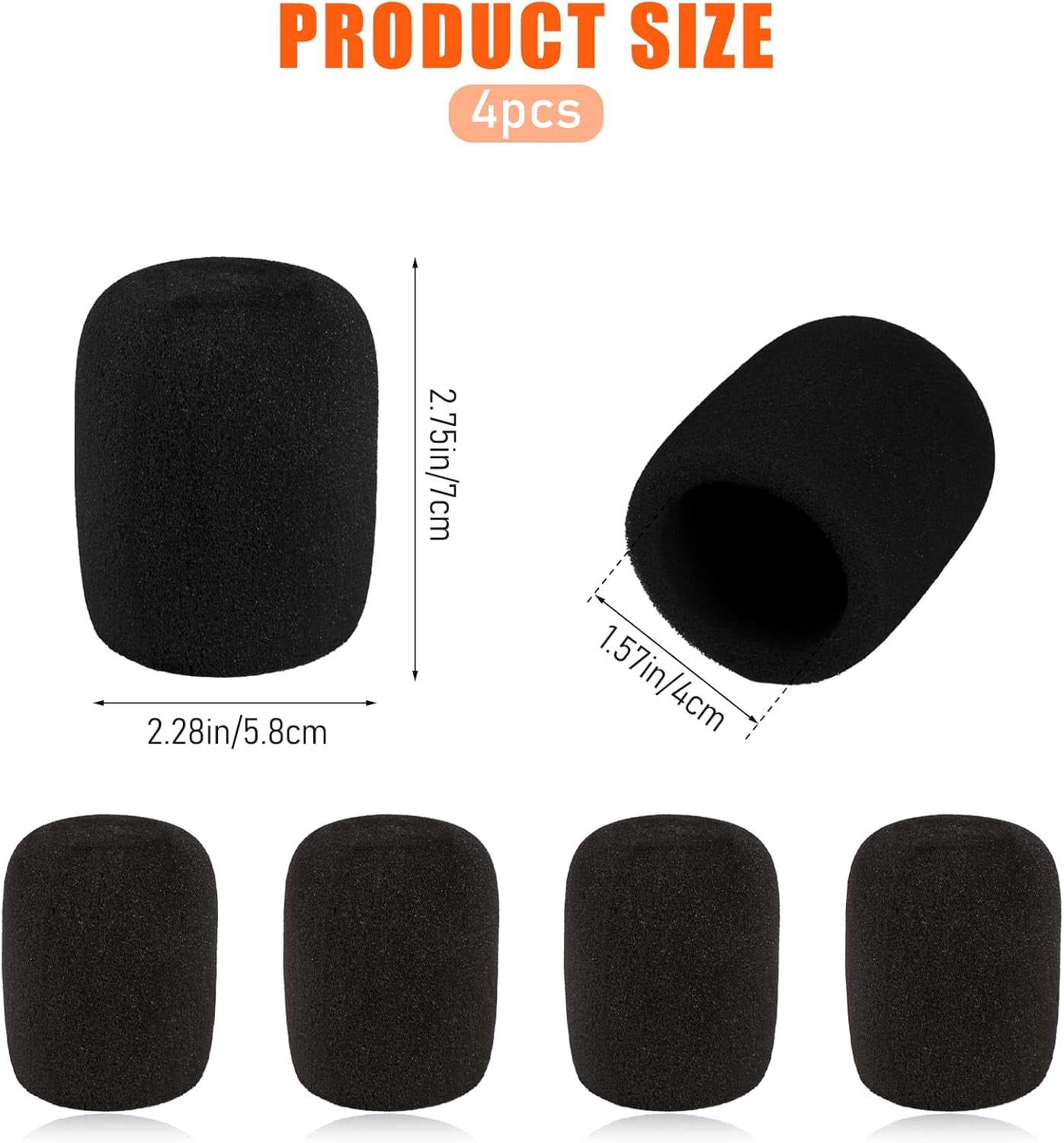 4 Pack Microphones Cover Soft Foam Mic Covers Microphone Foam Covers Microphone Windscreen Protection for Most Standard Handheld Microphones