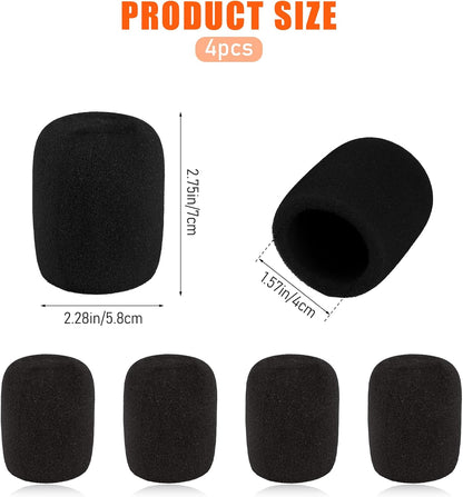 4 Pack Microphones Cover Soft Foam Mic Covers Microphone Foam Covers Microphone Windscreen Protection for Most Standard Handheld Microphones