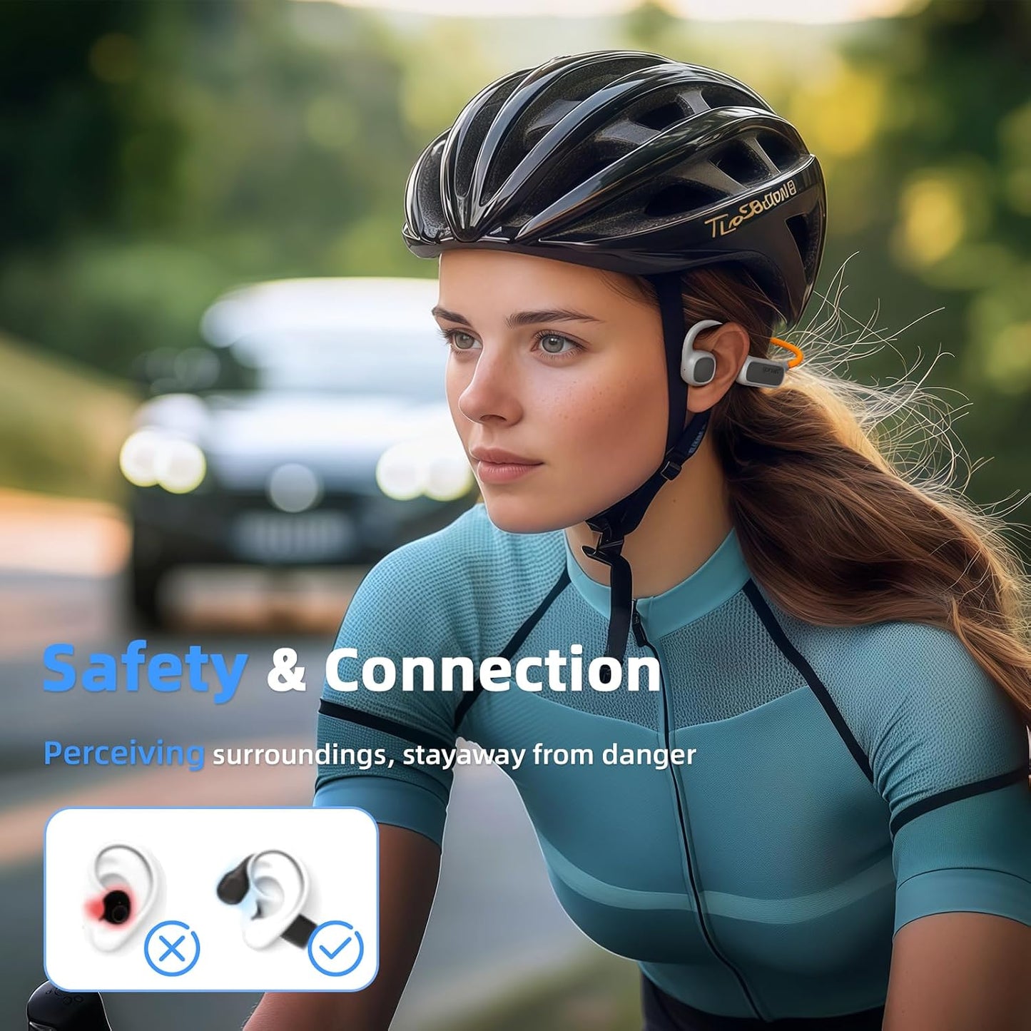 Open Ear Headphones, Air Conduction Headphones Bluetooth 5.4, Wireless Headphones with LED Beacon String, 10H Playtime, Sports Headphone for Running & Outdoor