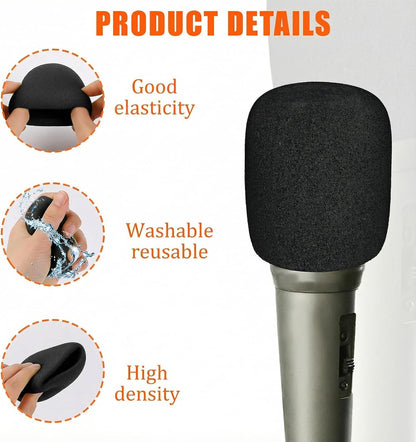 4 Pack Microphones Cover Soft Foam Mic Covers Microphone Foam Covers Microphone Windscreen Protection for Most Standard Handheld Microphones