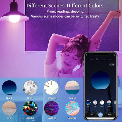 Tuya Smart Led Light Bulbs E27 B22 Wifi Bluetooth Smart Life Alexa Google Smartthings 15W RGB Lamp Spotlight Ampoules Bombilla